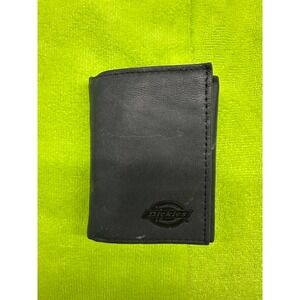 Dickies Mens Trifold Wallet Black Genuine Leather ID Window Logo 31DI110001